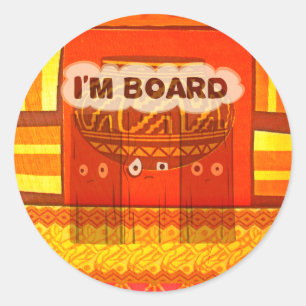 Golden Red African Traditional Colours Print Classic Round Sticker