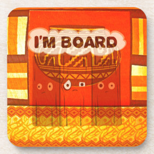 Golden Red African Traditional Colours Print Coaster