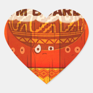Golden Red African Traditional Colours Print Heart Sticker