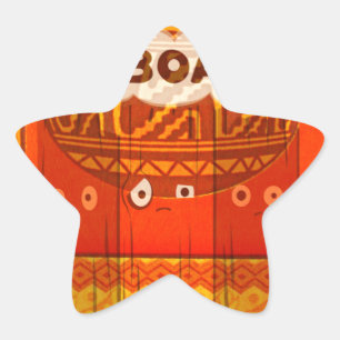 Golden Red African Traditional Colours Print Star Sticker