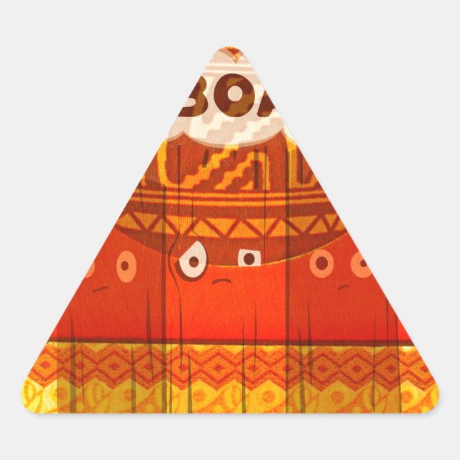 Golden Red African Traditional Colours Print Triangle Sticker (Front)
