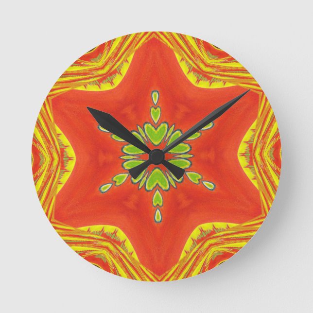 Golden red African Traditional colours Round Clock (Front)