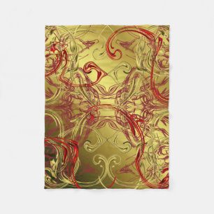 golden, red and black shiny festive coloured fleece blanket