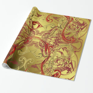 golden, red and black shiny festive coloured wrapping paper