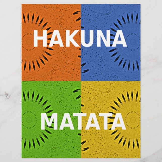 Golden Red Blue Green Hakuna Matata Vector  Design (Front)