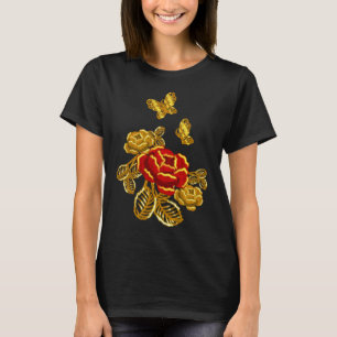Golden Red Butterfly Flower Plant Florist Gift T-Shirt