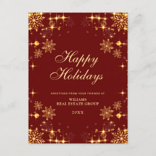 Golden Red Christmas Ornament Corporate Greeting Holiday Postcard
