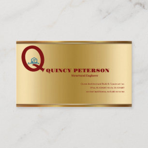 Golden & Red Layers Monogram Initial Founder CEO B Calling Card