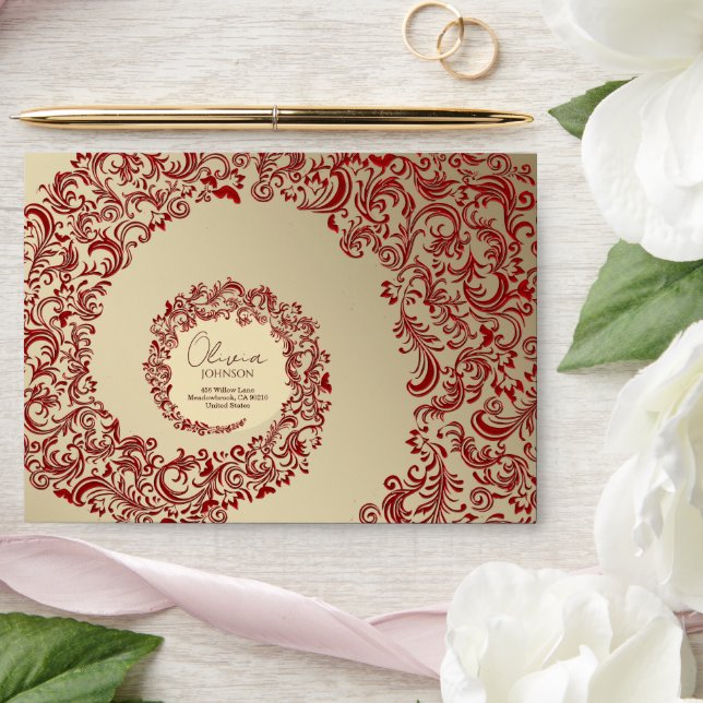 Golden Red Ornate Envelope (Wedding)