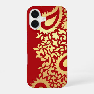 Golden Red Paisleys Indian iPhone 16 Case