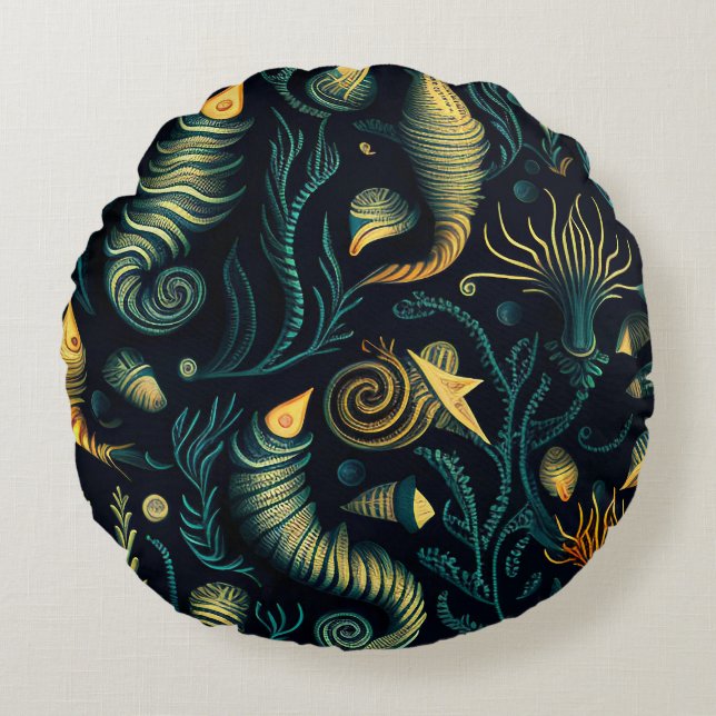 Golden Reefs Round Cushion (Front)