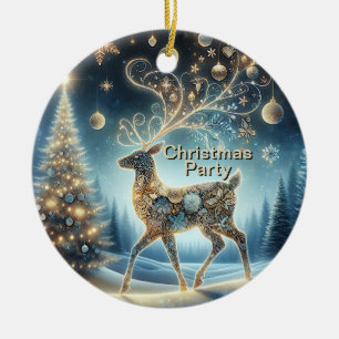 Golden Reindeer Christmas Blue Sky Beautiful Ceramic Tree Decoration