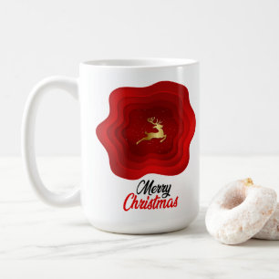 Golden Reindeer Christmas Greeting Coffee Mug
