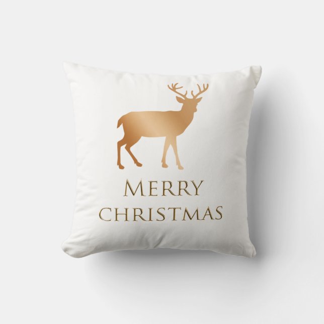 Golden Reindeer Cushion (Front)