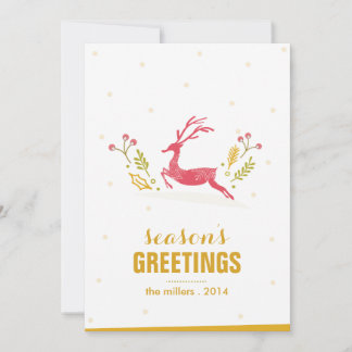 Golden Reindeer Non Photo Holiday Card