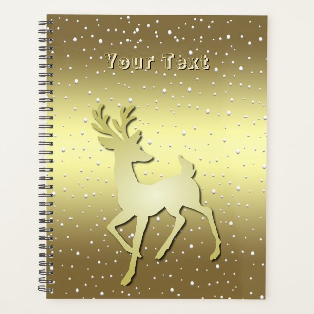 Golden Reindeer Snowy Holiday Planner (Front)
