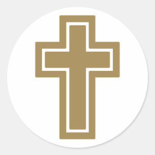 Golden Religious Cross   Christian Classic Round Sticker