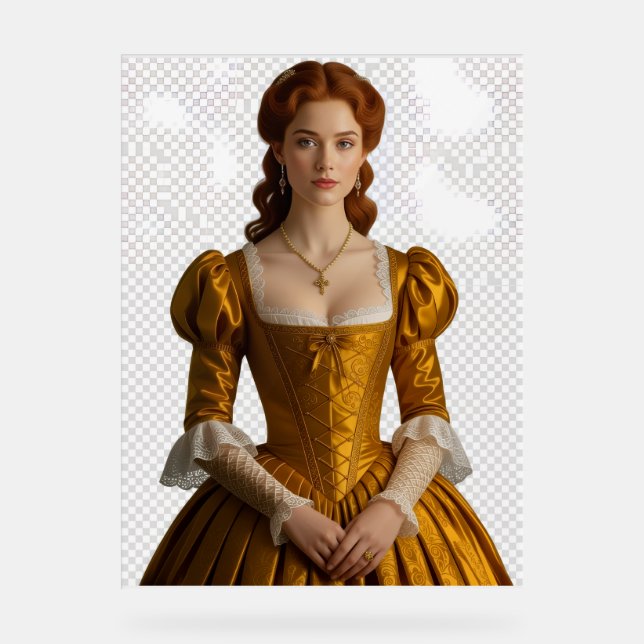 "Golden Renaissance Lady - Elegant Art and Realis Acrylic Sign (Front)