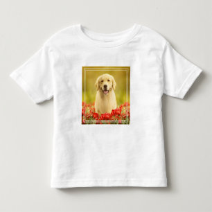 Golden Retirever in Red Flowers Toddler T-Shirt