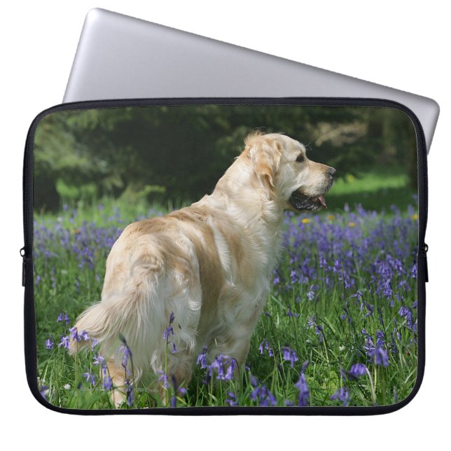 Golden Retreiver in Flowers Laptop Sleeve (Front)