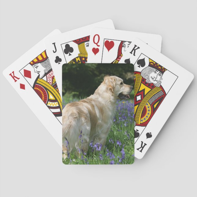 Golden Retreiver in Flowers Playing Cards (Back)