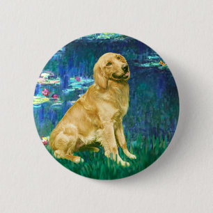 Golden Retriever 1 - Lilies 5 6 Cm Round Badge