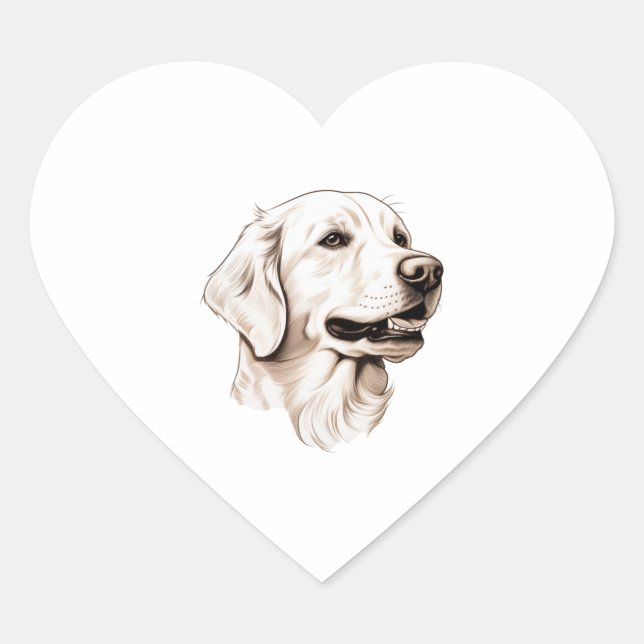 Golden Retriever  2 Heart Sticker (Front)