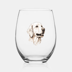 Golden Retriever 2 Stemless Wine Glass