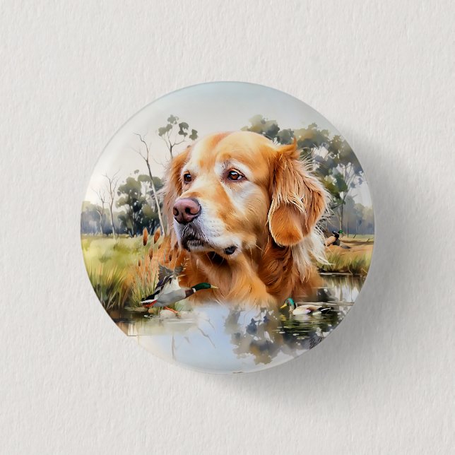 Golden Retriever 3 Cm Round Badge (Front)