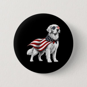 Golden Retriever 4th Of July Aamerican Flag Dog 6 Cm Round Badge