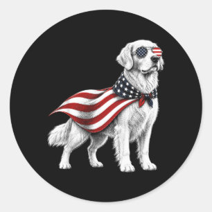 Golden Retriever 4th Of July Aamerican Flag Dog Classic Round Sticker