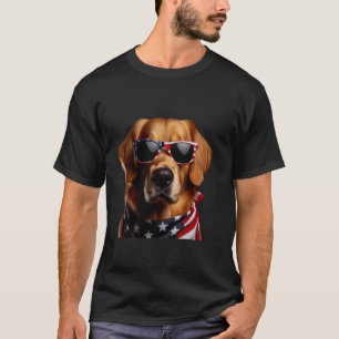 Golden Retriever 4th Of July American Incependence T-Shirt