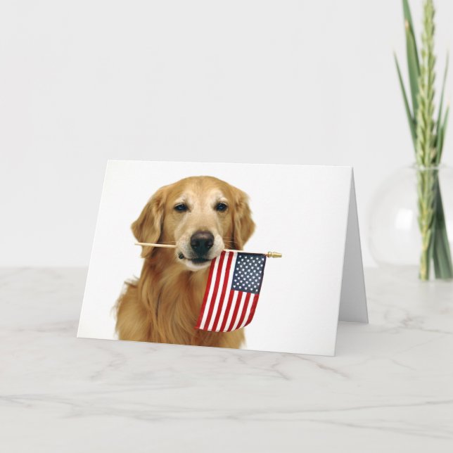 Golden Retriever 4th of July Card (Front)