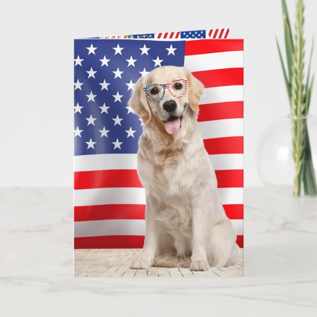 Golden Retriever 4th of July Card (Front)