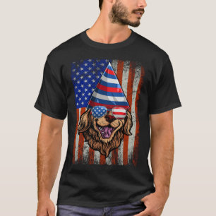 Golden Retriever 4th of July Flag American Sunglas T-Shirt