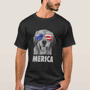 Golden Retriever 4th Of July Merica American Flag T-Shirt