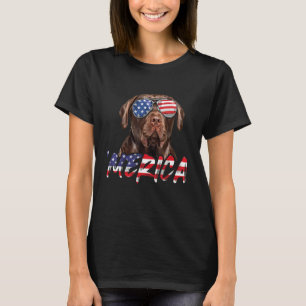 Golden Retriever 4th of July Merica American Flag  T-Shirt