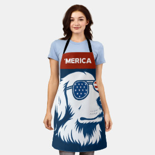 Golden Retriever 4th Of July Merica Apron