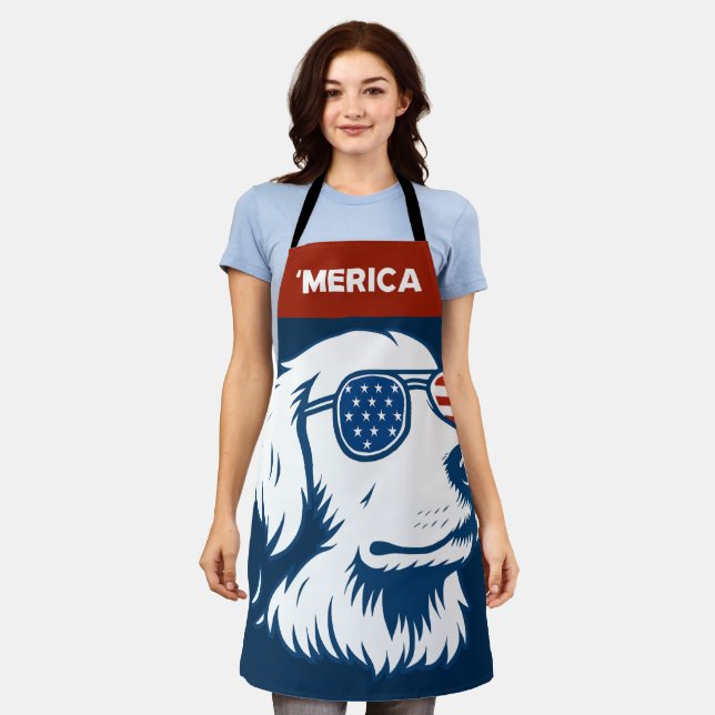 Golden Retriever 4th Of July Merica Apron (Worn)