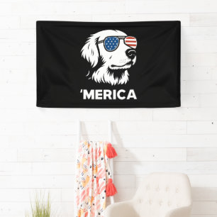 Golden Retriever 4th Of July Merica Banner