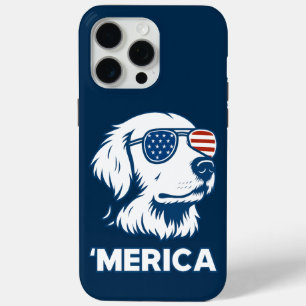 Golden Retriever 4th Of July Merica iPhone 15 Pro Max Case