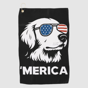 Golden Retriever 4th Of July Merica Golf Towel