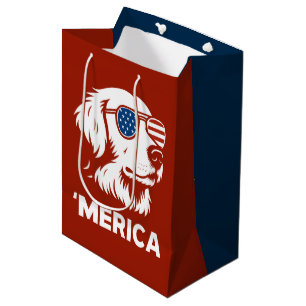 Golden Retriever 4th Of July Merica Medium Gift Bag