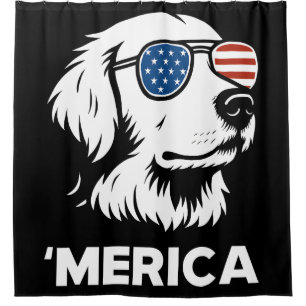 Golden Retriever 4th Of July Merica Shower Curtain