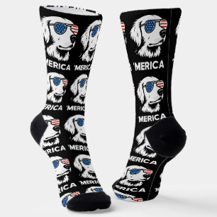 Golden Retriever 4th Of July Merica Socks