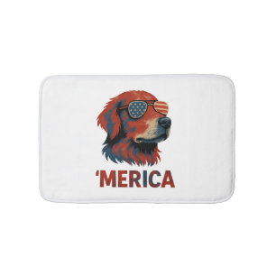 Golden Retriever 4th Of July Merica T-Shirt Bath Mat