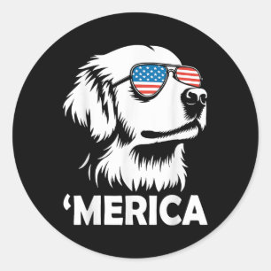 Golden Retriever 4th Of July Merica T-shirt.png Classic Round Sticker