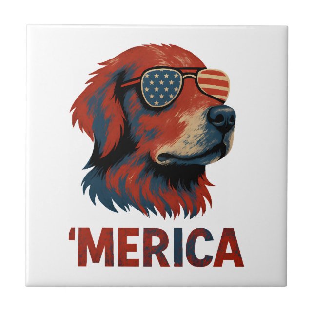 Golden Retriever 4th Of July Merica T-Shirt Tile (Front)