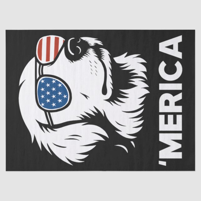 Golden Retriever 4th Of July Merica Tissue Paper (Front)