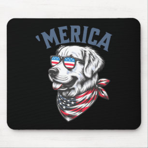 Golden Retriever 4th Of July Merica Usa Sungles Mouse Mat